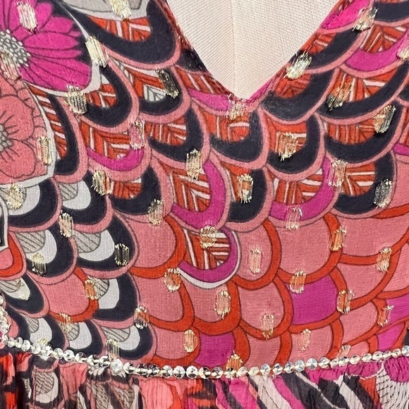 Monsoon Silk Multi Pattern Colorful Blouse with Ties - Picture 13 of 14